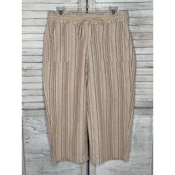 Lee Pants - LEE Beige Pinstripe Linen Pants 10 Medium